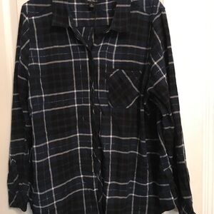Women’s dark teal/black Plaid Shirt,  like new XL